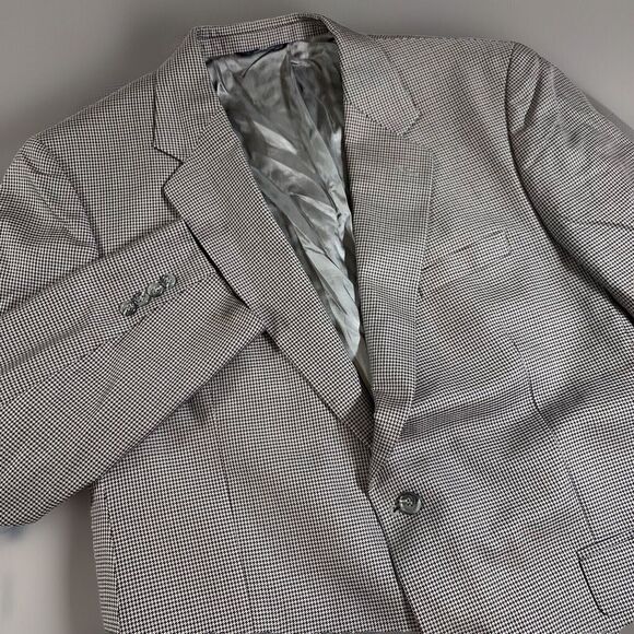 Brooks Brothers‎ 346 Houndstooth Blazer Jacket Mens Size 46 Large Wool Blend